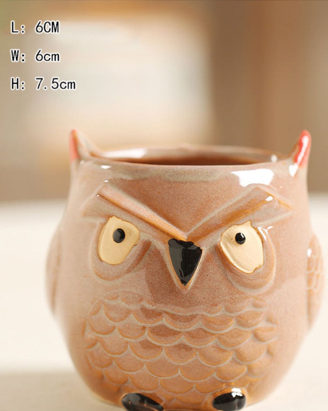 SET OF 6 - Cute Ceramic Owl Mini Figurines