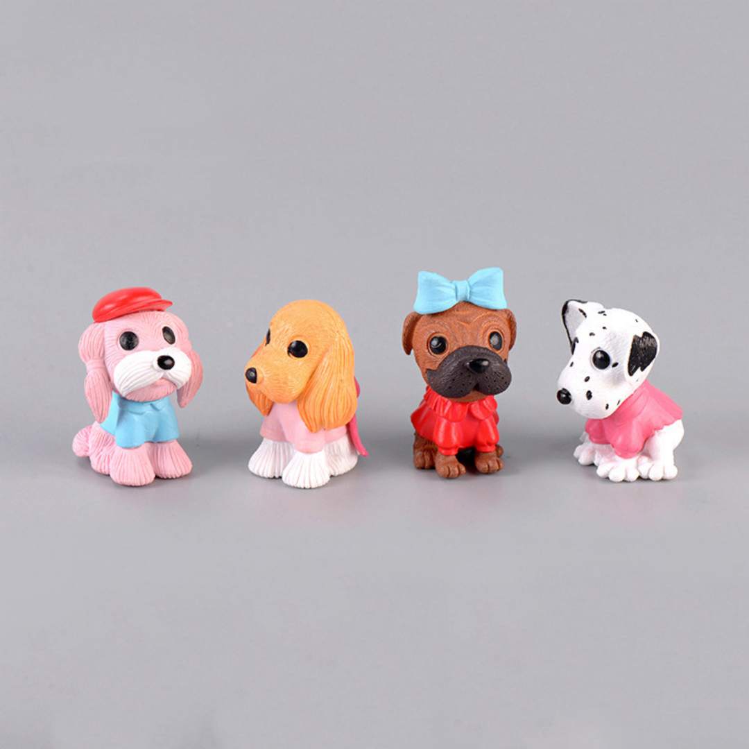 Delightful 8 Pcs Dog Figurine Set