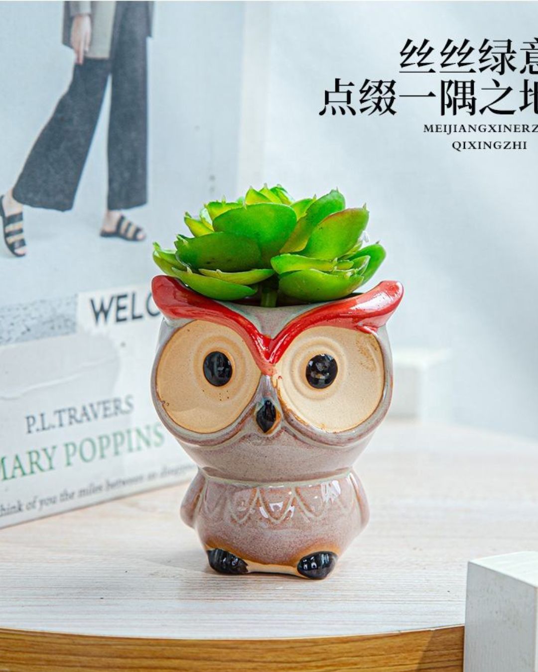 SET OF 6 - Cute Ceramic Owl Mini Figurines