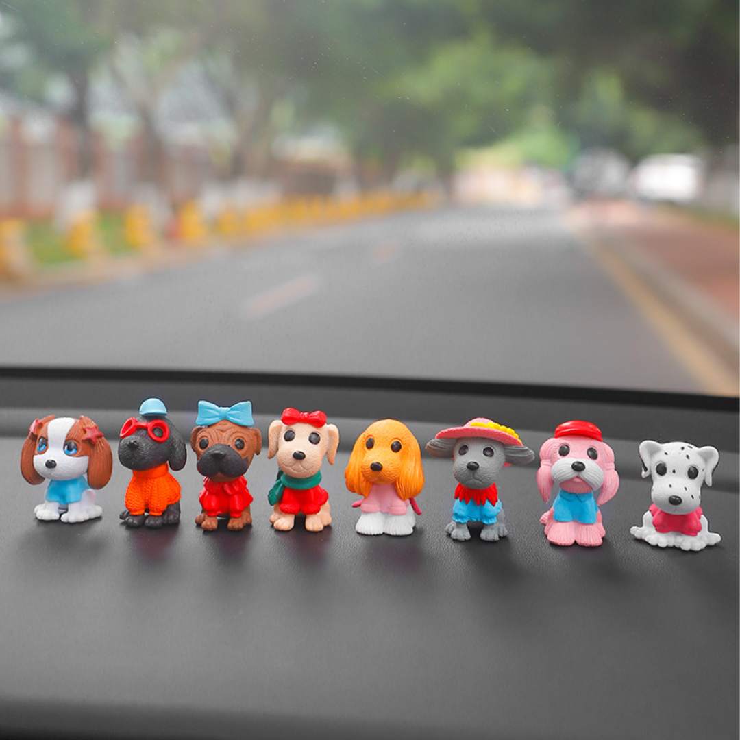 Delightful 8 Pcs Dog Figurine Set