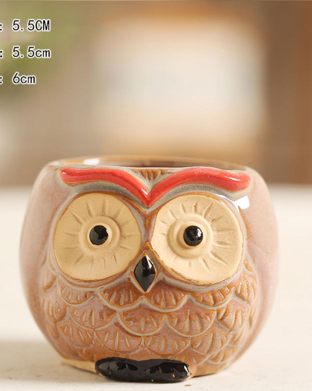 SET OF 6 - Cute Ceramic Owl Mini Figurines