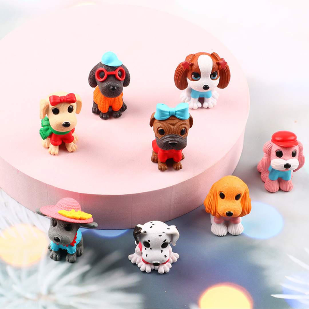 Delightful 8 Pcs Dog Figurine Set