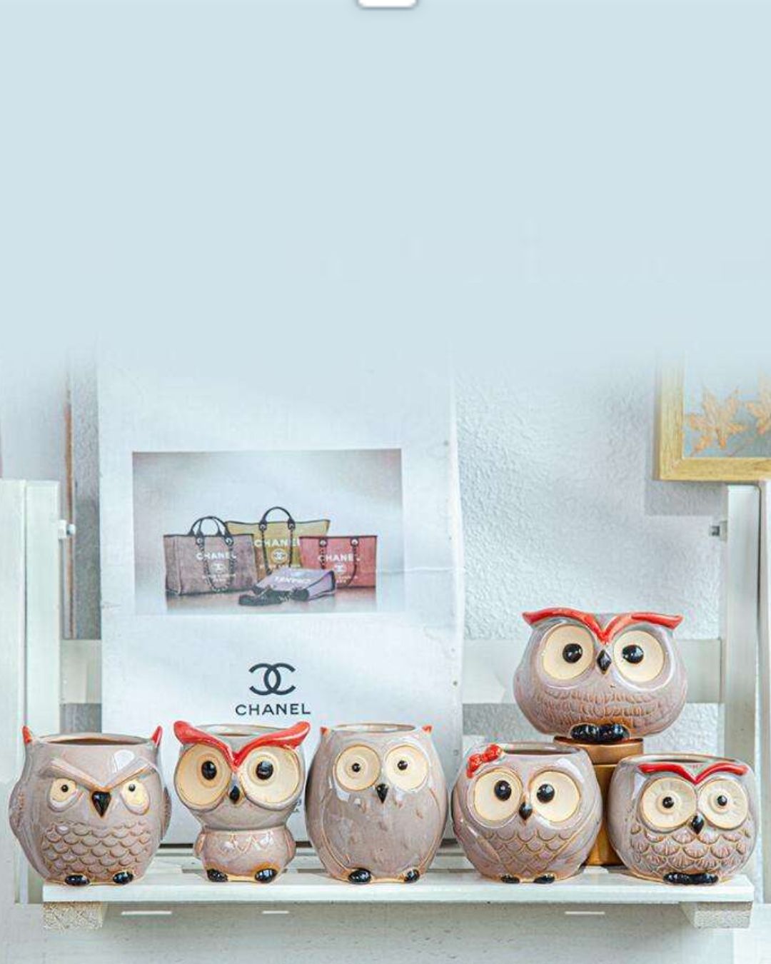 SET OF 6 - Cute Ceramic Owl Mini Figurines