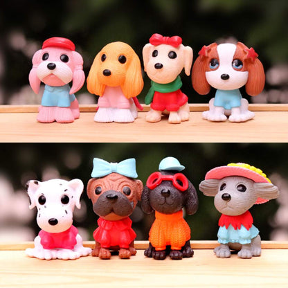 Delightful 8 Pcs Dog Figurine Set
